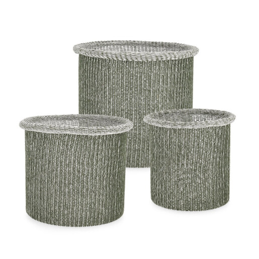 Set 3 cosuri depozitare verzi Amalya Ø22x23h; ø27x25h; ø32x28h