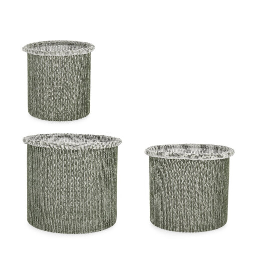 Set 3 cosuri depozitare verzi Amalya Ø22x23h; ø27x25h; ø32x28h