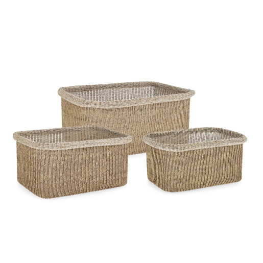 Set 3 cosuri depozitare bej Amalya 32x22x17h; 37x27x18,5; 42x30x19,5h