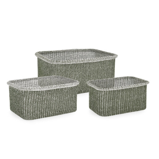 Set 3 cosuri depozitare verzi Amalya 32x22x17h; 37x27x18,5; 42x30x19,5h