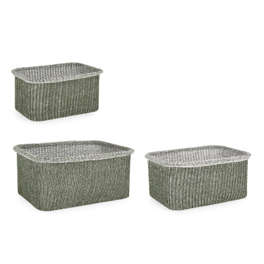 Set 3 cosuri depozitare verzi Amalya 32x22x17h; 37x27x18,5; 42x30x19,5h