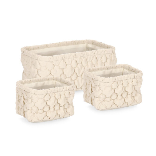 Set 3 cosuri depozitare textil ivoire Yuna 18x14x12h (2); 30x20x13h