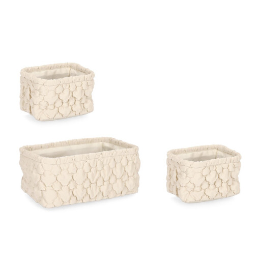 Set 3 cosuri depozitare textil ivoire Yuna 18x14x12h (2); 30x20x13h