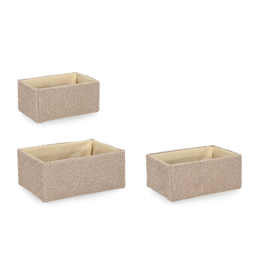 Set 3 cosuri depozitare textil bej Hymar 20x13x9h; 23x16x10h; 26x19x11h