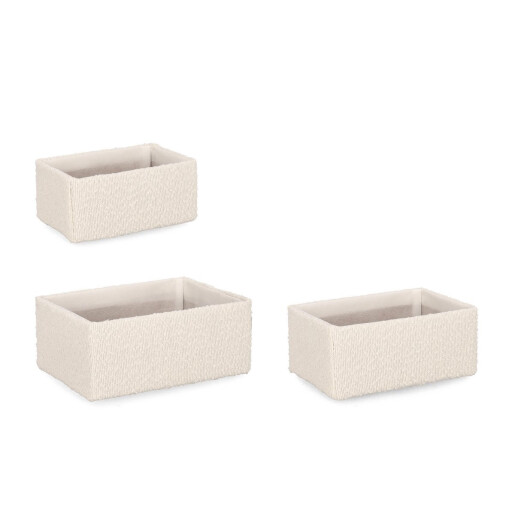 Set 3 cosuri depozitare textil alb Hymar 20x13x9h; 23x16x10h; 26x19x11h