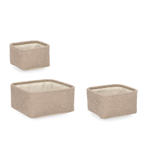 Set 3 cosuri depozitare textil bej Hymar 16x16x10h; 20x20x11h; 25x25x12h