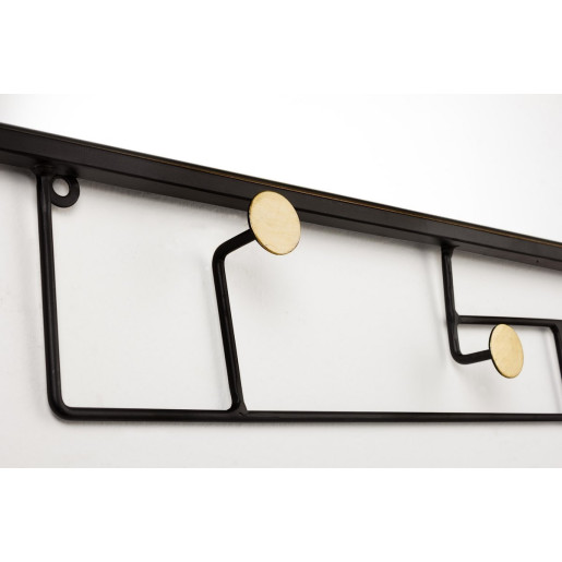 Oglinda de perete cu rama metal negru si 7 cuiere Korbit 112 cm x 5 cm x 49 h