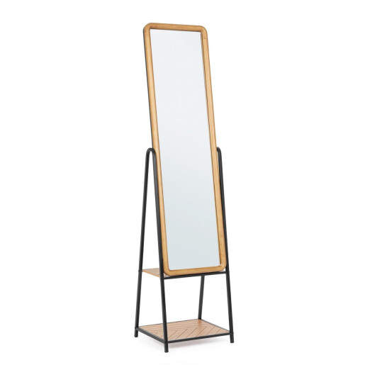 Oglinda podea otel negru mdf maro Haldor 42,5x38x174h