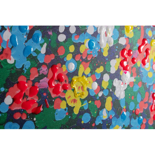 Tablou decorativ cu rama abstract pictat manual canvas Spotty 168x5x138h