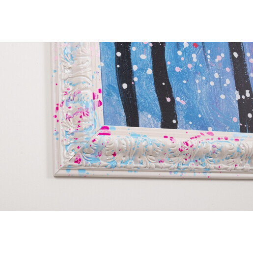 Tablou decorativ cu rama abstract pictat manual canvas Spotty 118x5x168h