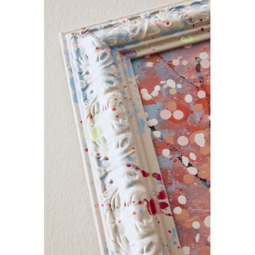 Tablou decorativ cu rama abstract pictat manual canvas Spotty 118x5x168h