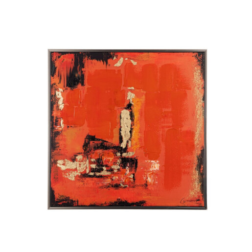 Tablou decorativ cu rama abstract pictat manual canvas Crown 100x4x100h