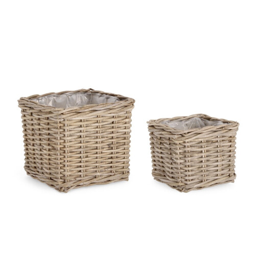 Set 2 cosuri ratan gri Randy 21x21x18h; 26x26x24h
