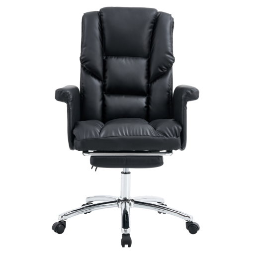 Scaun birou suport picioare piele ecologica neagra Rodik 66x64x106-116 cm