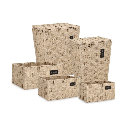Set 2 cosuri rufe, 3 cosuri depozitare Rahel 30x20x16h; 35x25x18h; 40x30x20h; 36x26x47h; 40x30x52h
