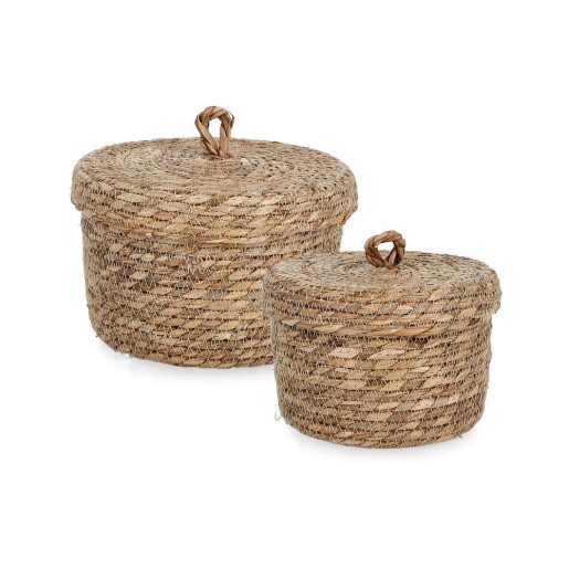 Set 2 cosuri depozitare natur Hamida Ø21x13h; ø24x15h