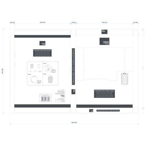 Cos rufe bambus natur textil negru Sintia Ø35x50h
