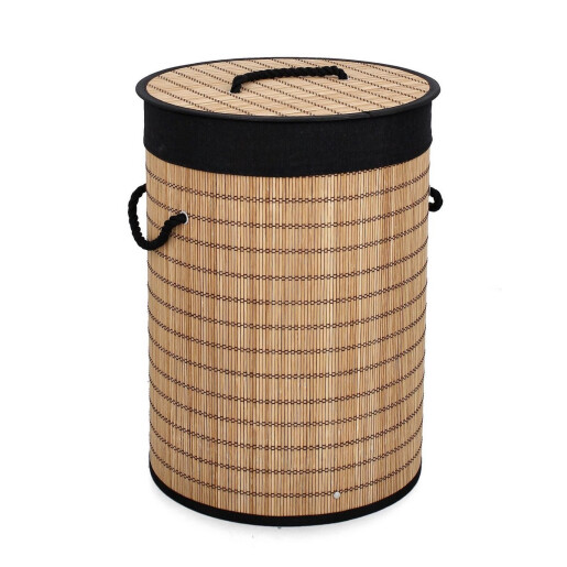 Cos rufe bambus natur textil negru Sintia Ø35x50h