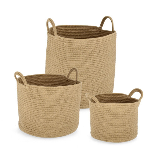Set 3 cosuri depozitare natur Candor Ø28x21h; ø36x28h; ø40x39h