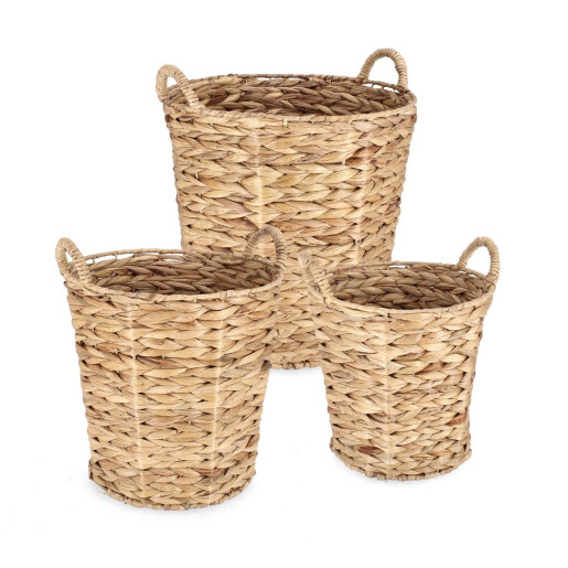 Set 3 cosuri depozitare iarba mare natur Kalaw Ø25x25h; ø30x30h; ø35x35h