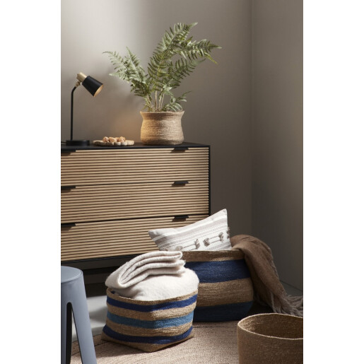 Set 3 cosuri depozitare iarba mare natur albastra Ylenia 29x29x22h; 33x33x24h; 37x37x28h