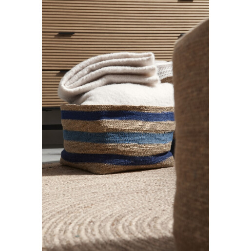 Set 3 cosuri depozitare iarba mare natur albastra Ylenia 29x29x22h; 33x33x24h; 37x37x28h