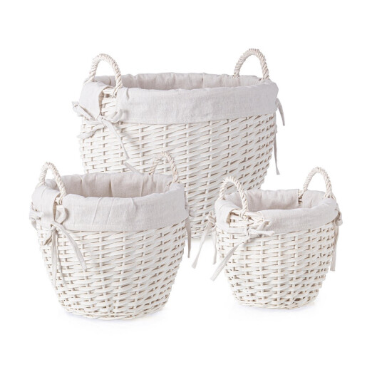 Set 3 cosuri depozitare alb Alesha Ø20,5x19h; ø30x25,5h; ø38,5x30h