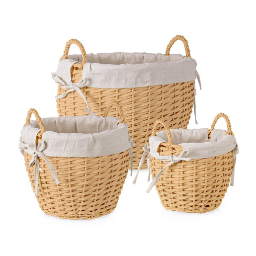 Set 3 cosuri depozitare bej natur Alesha Ø20,5x19h; ø30x25,5h; ø38,5x30h