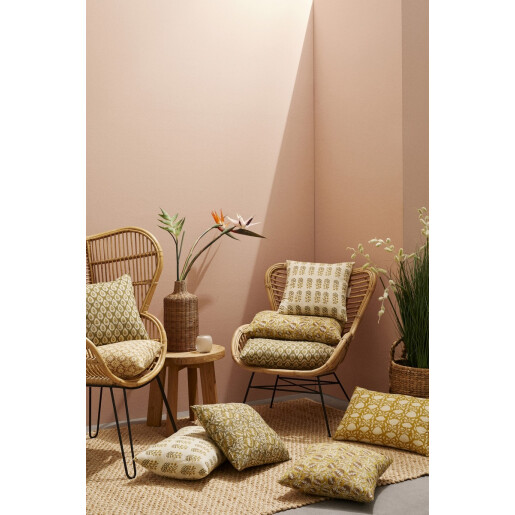 Set 4 perne decorative bumbac alb maro Arles 45x45 cm