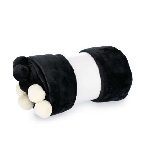 Patura poliester alb negru Pompom 150x200 cm