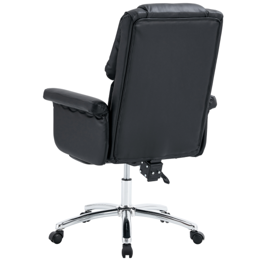 Scaun birou suport picioare piele ecologica neagra Rodik 66x64x106-116 cm