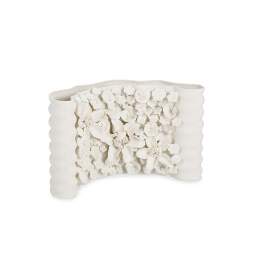 Vaza flori ceramica alba Minde 27x12x18,4h