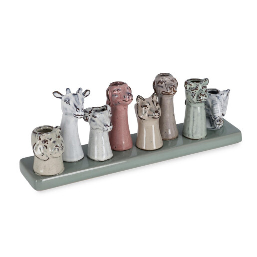 Vaze flori cu tava ceramica multicolora Samy 30,5x7,5x11h