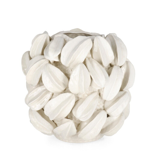 Vaza flori ceramica alba Carambola 34.5x33x32 cm