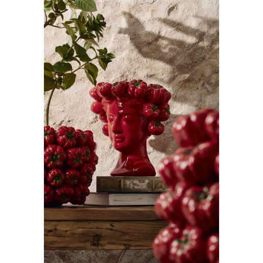 Vaza flori ceramica rosie verde 28x24x29 cm