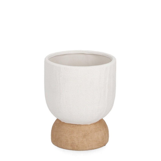 Vaza flori teracota natur alb Hector Ø14x17h