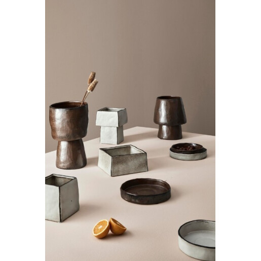 Set 2 tavi decorative piatra maro Pavlos Ø20,8x4,7h; ø24,7x4h