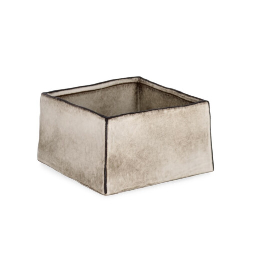 Vaza flori piatra alba maro Nikos 19,5x19,5x11h