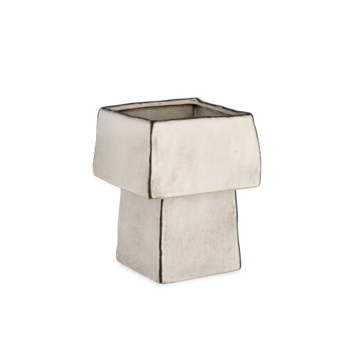 Vaza flori piatra alba maro Nikos 19,5x19,5x25h