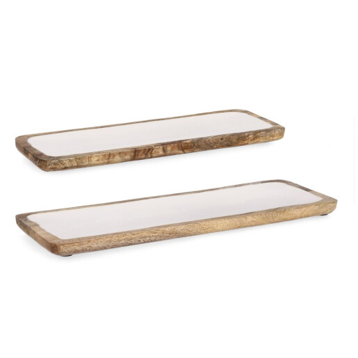 Set 2 tavi lemn mango maro email alb Knososs 38x12x2h, 46x15x2h