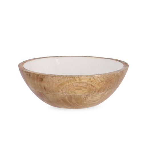 Bol lemn mango maro email alb Ø18x6,5h