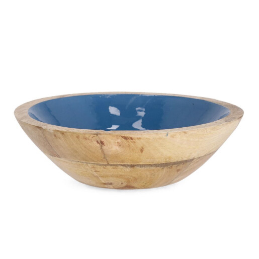 Bol lemn mango maro email albastru Ø24x10,5h