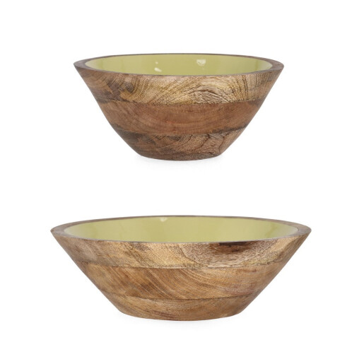 Set 2 boluri lemn mango email galben Thara Ø25,5x10,5h, ø30,5x14h
