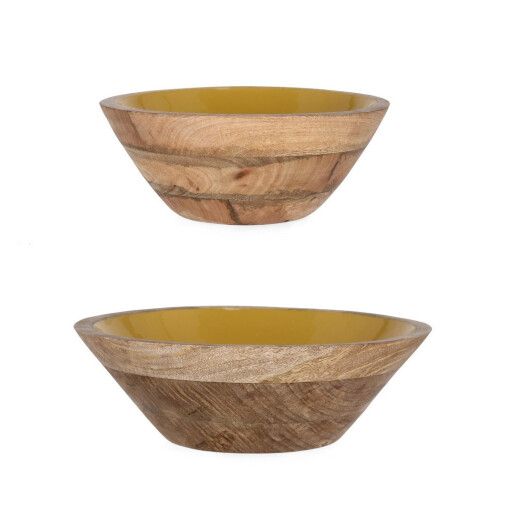 Set 2 boluri lemn mango email portocaliu Thara Ø25,5x10,5h, ø30,5x14h