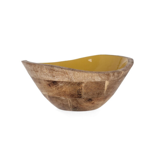 Set 2 boluri lemn mango email portocaliu Thara 24x21x11h