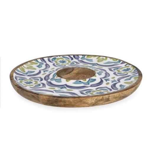 Platou lemn mango email Majolicas Ø39x4h