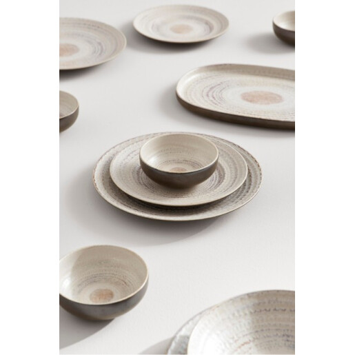 Set 6 farfurii piatra alba bronz Braga Ø22x2,7h