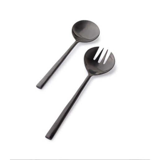 Set 2 linguri servire salata otel negru satinat Hestia 7x27,1h; 7x27,1h