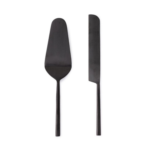 Set 2 tacamuri servire desert otel negru satinat Hestia 6x26h; 2,5x27h