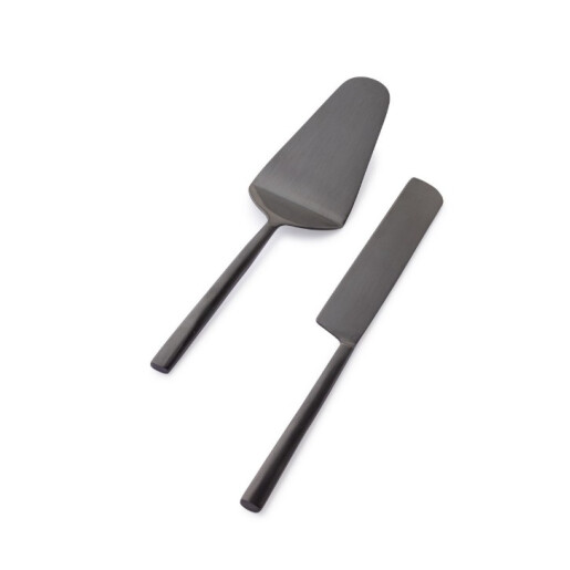 Set 2 tacamuri servire desert otel negru satinat Hestia 6x26h; 2,5x27h